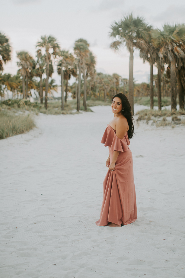 bride to be in a flow dress 