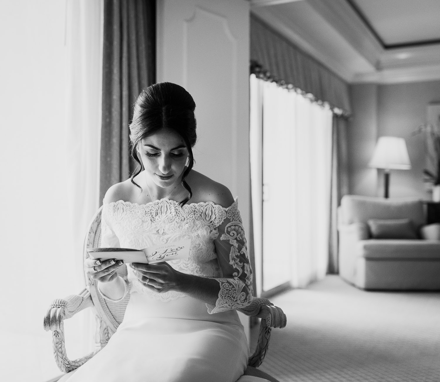 bride reading letter 