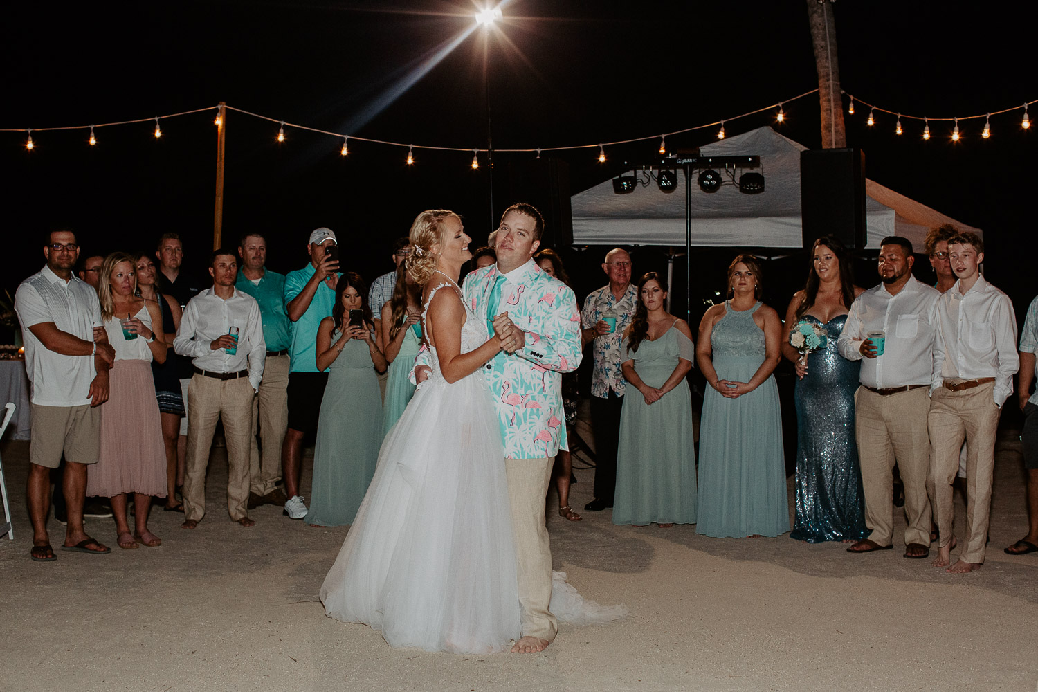 bride and groom first dance at the beach 
