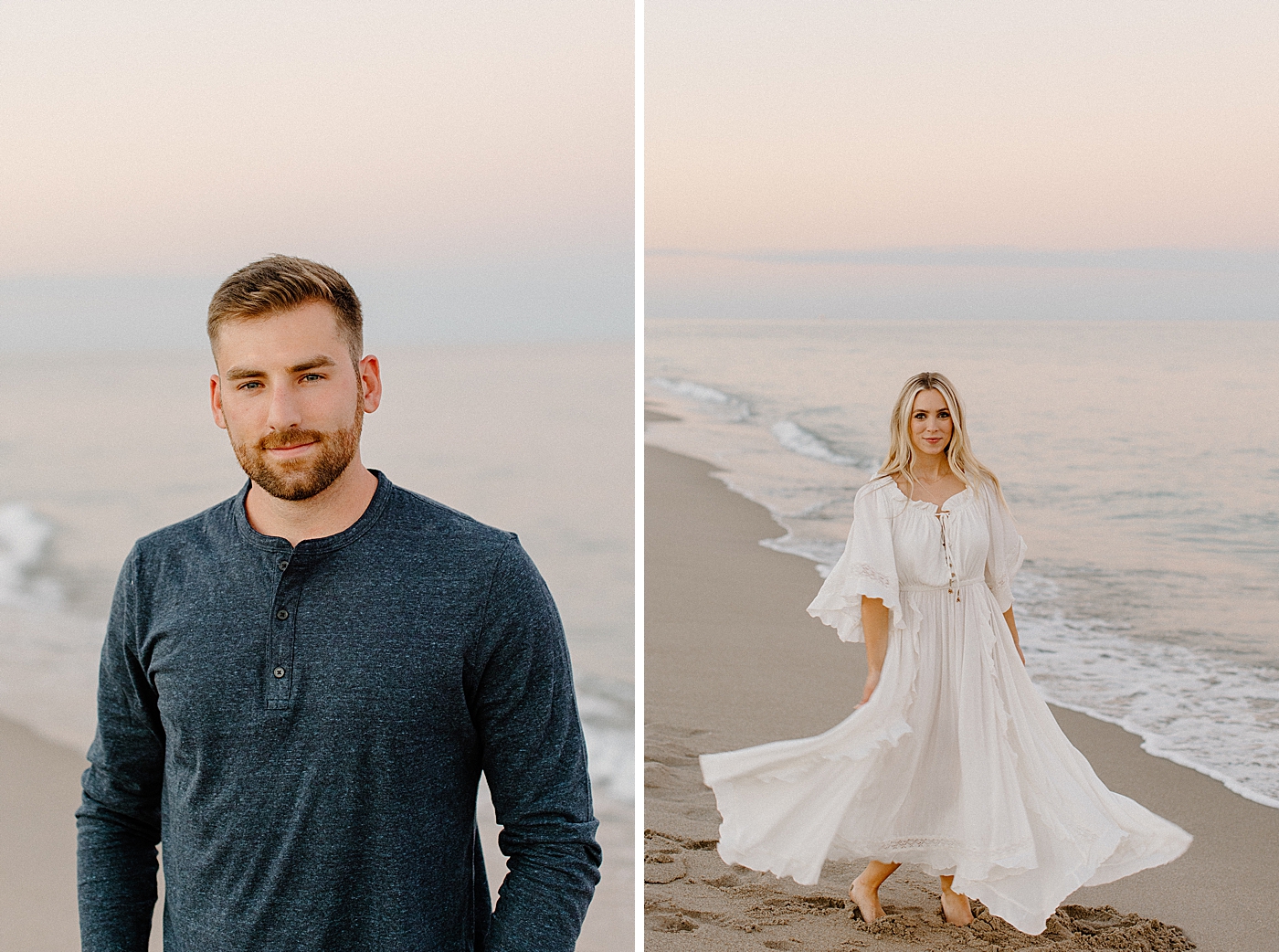 Individual portraits of couple on the beach Jupiter Engagement Photography captured by South Florida Engagement Photographer Erika Tuesta Photography