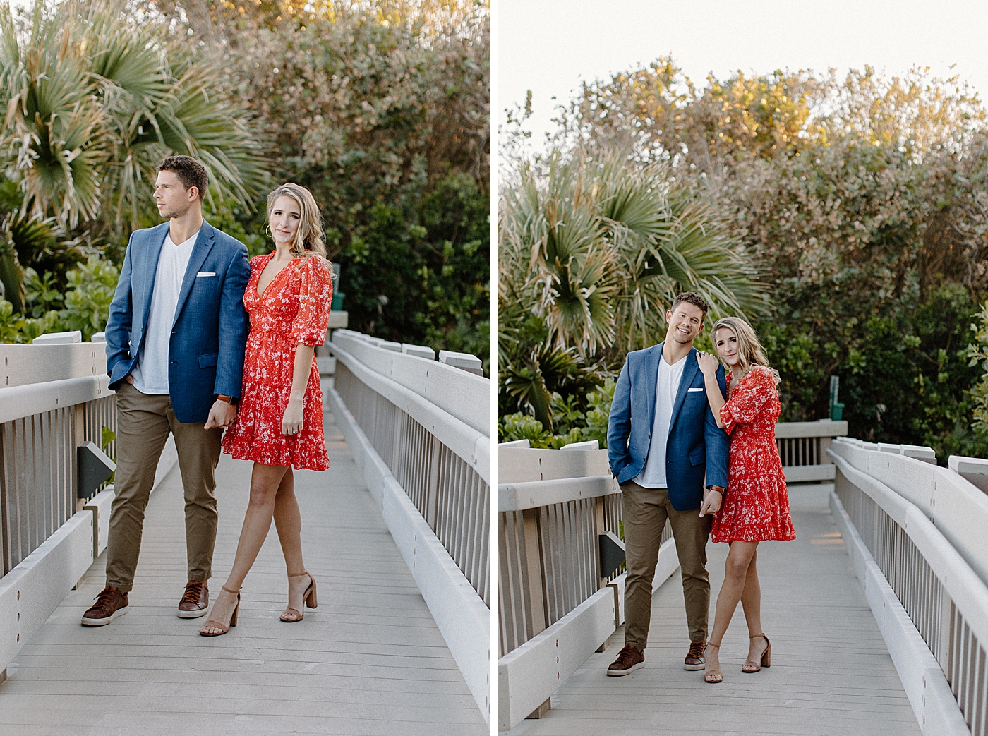 Couple posing on bridge together Red Reef Park Engagement Photography captured by South Florida Engagement Photographer