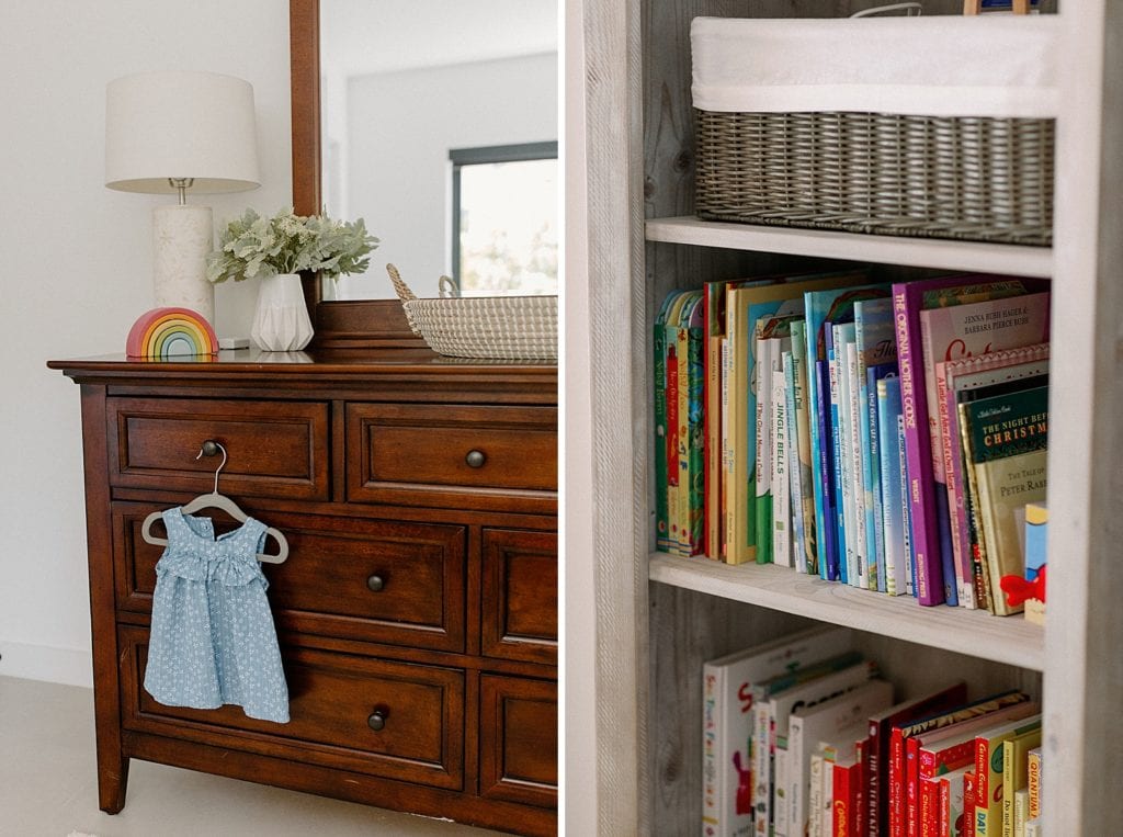 Detail shot of child's dresser and bookshelf