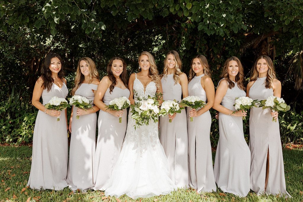 Bride with Bridesmaids with white bouquets