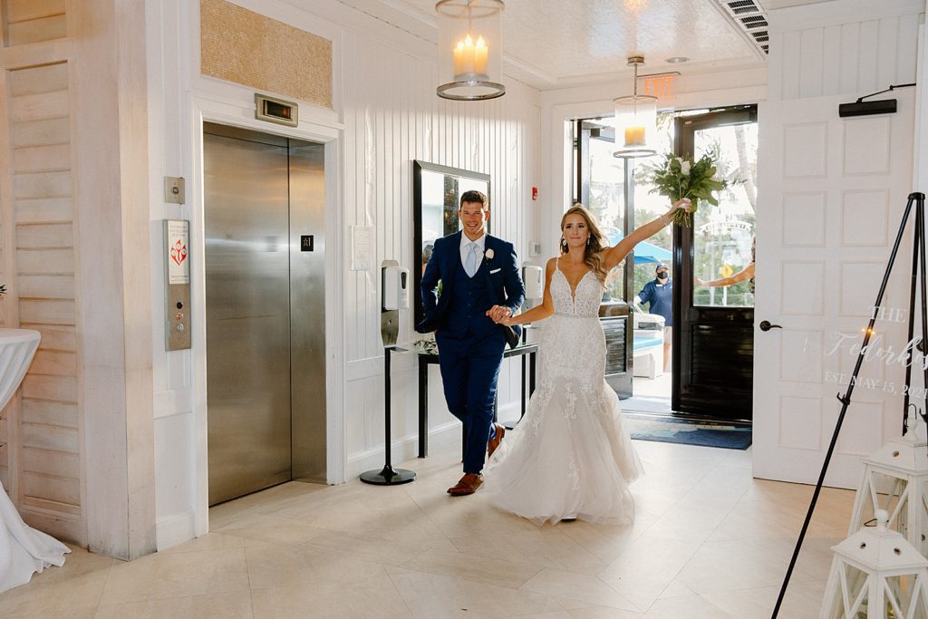 Bride and Groom entering Reception together