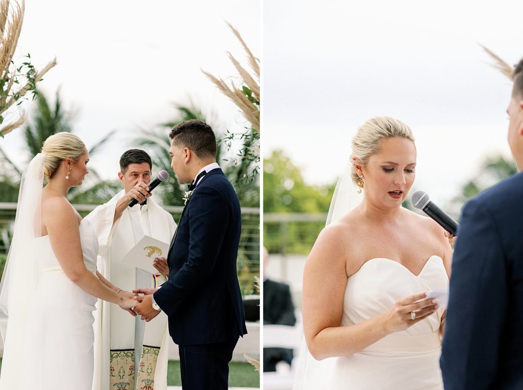Bride and Groom reciting vows for outdoor Ceremony