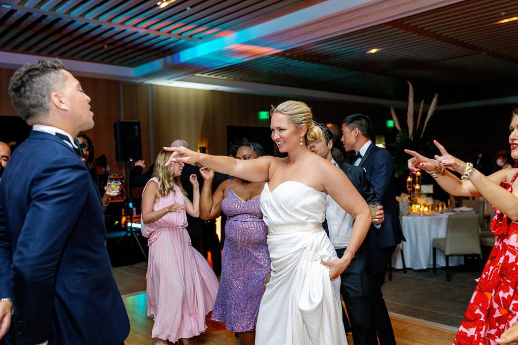 Bride and groom dancing and having fun during Reception