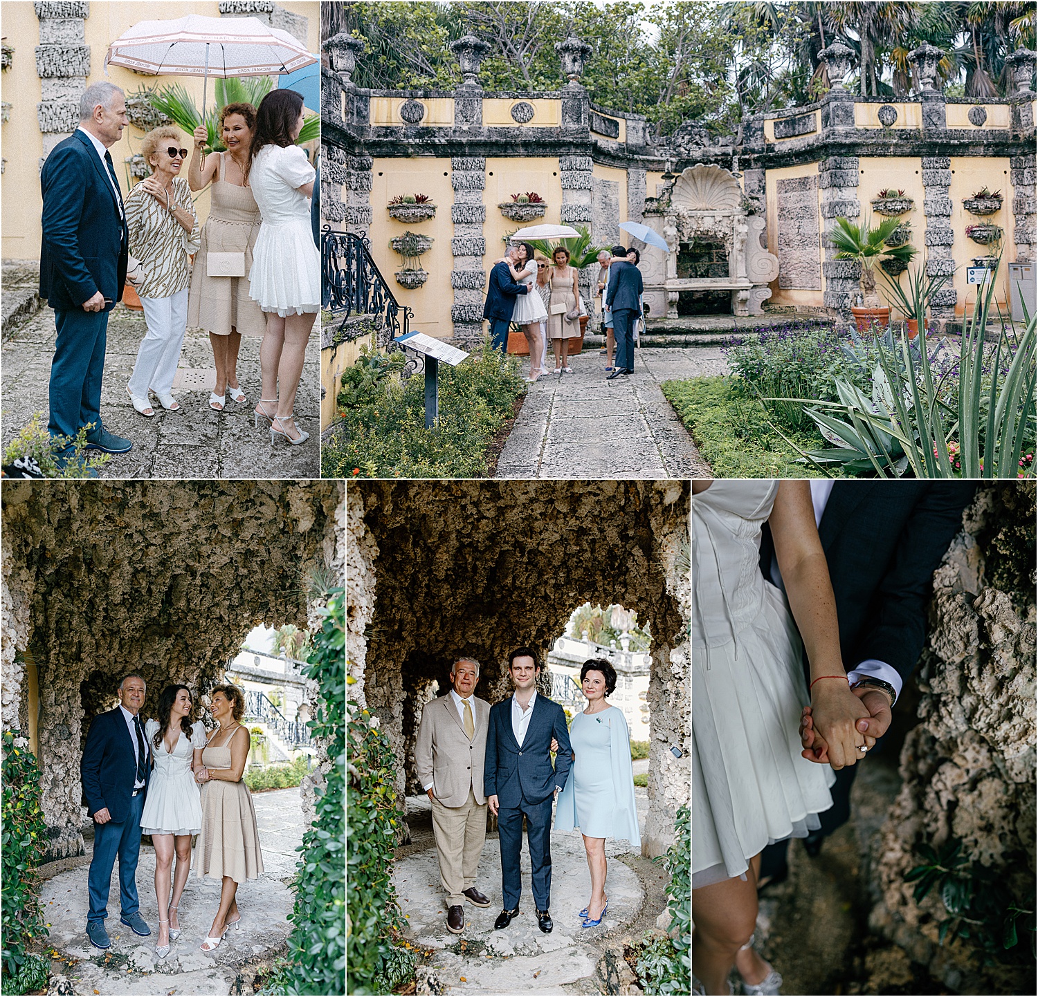 vizcaya proposal photos, parents surprise bride to be 