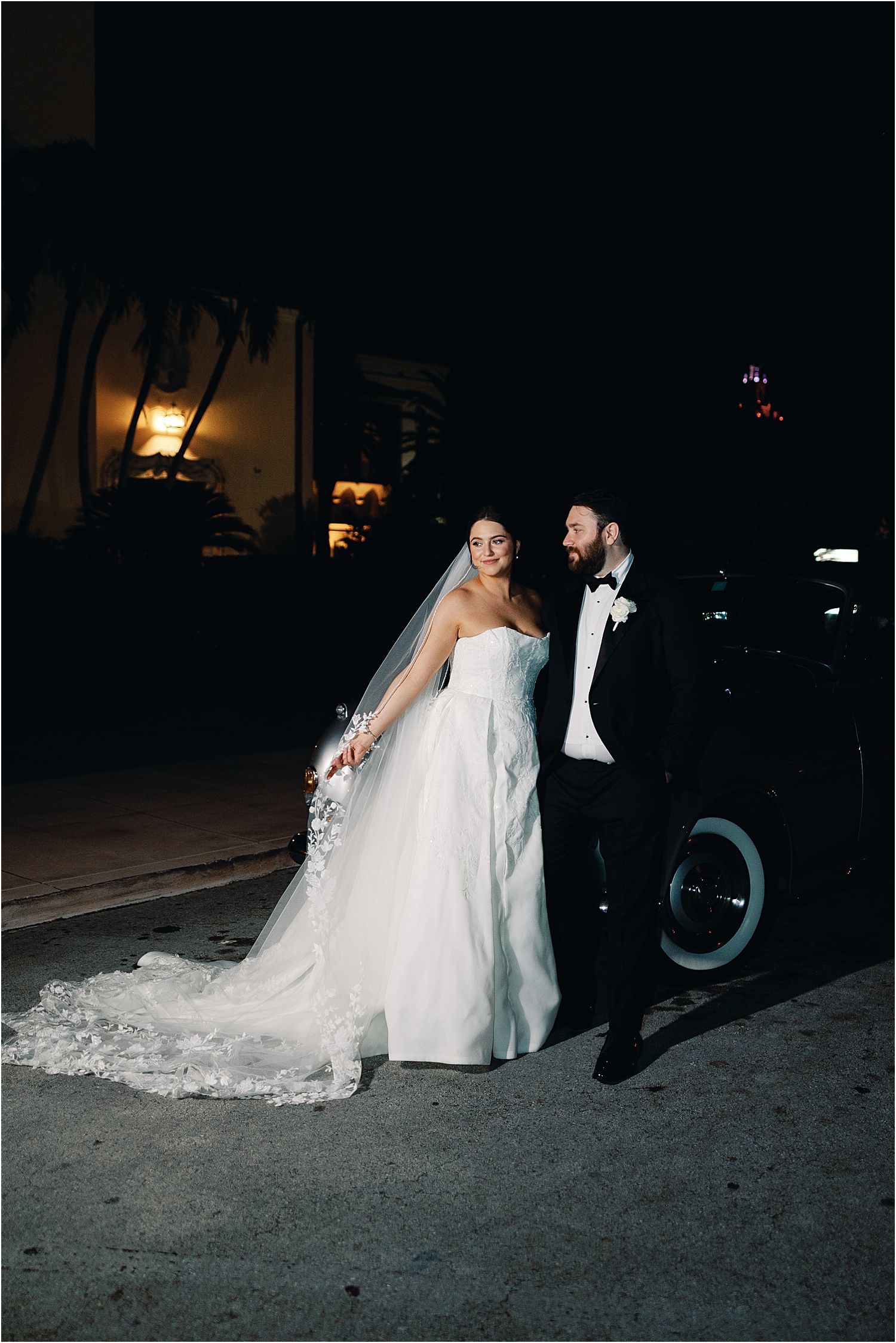 Editorial bridal portrait in front of Comber Hall’s historic architecture
